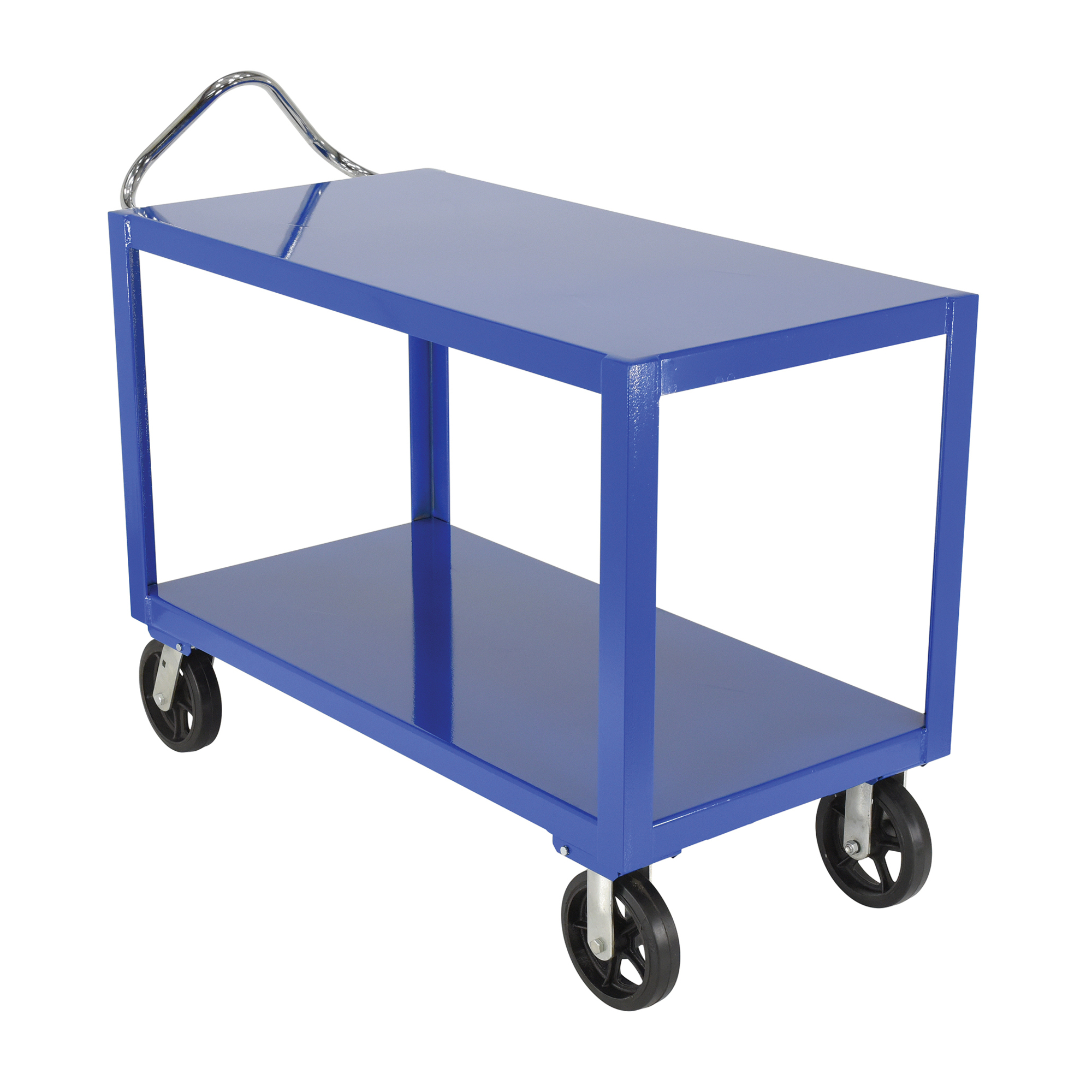 Vestil Steel 24 In. x 48 In. Platform Ergo Handle Cart with Mold-On-Rubber Casters 2400 Lb. Capacity Blue